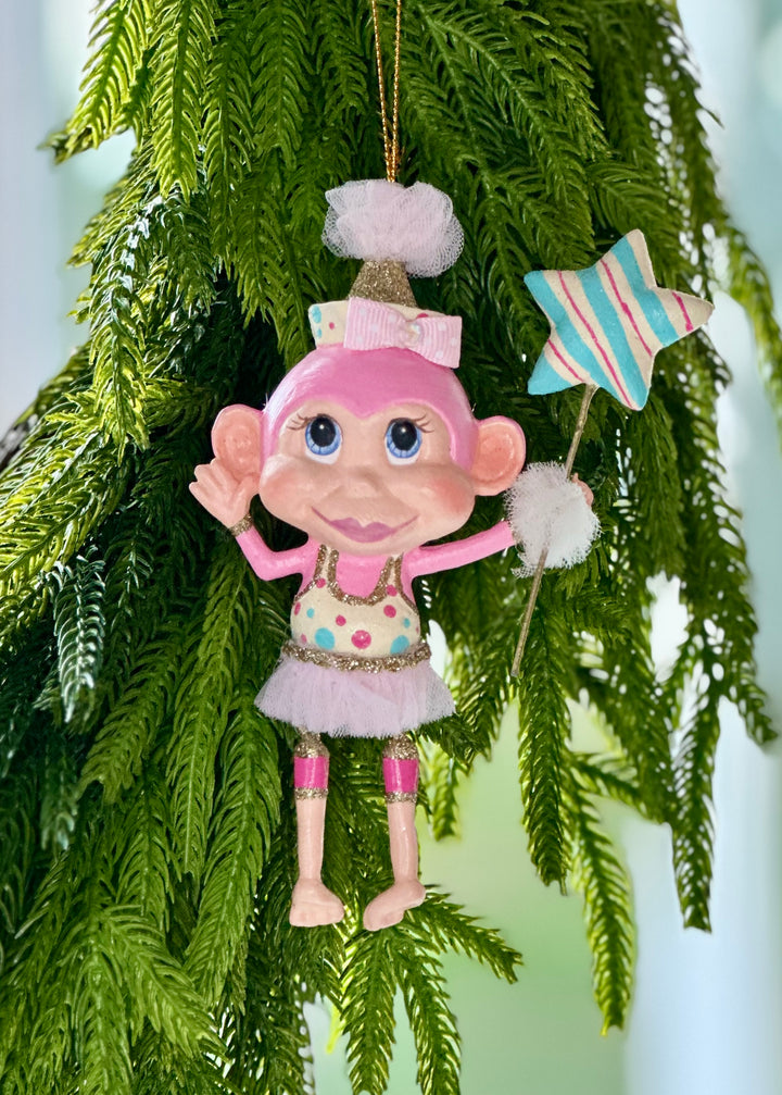 5.5" Cotton Candy Carnival Dangling Monkey Ornaments - Choice of 2 Styles