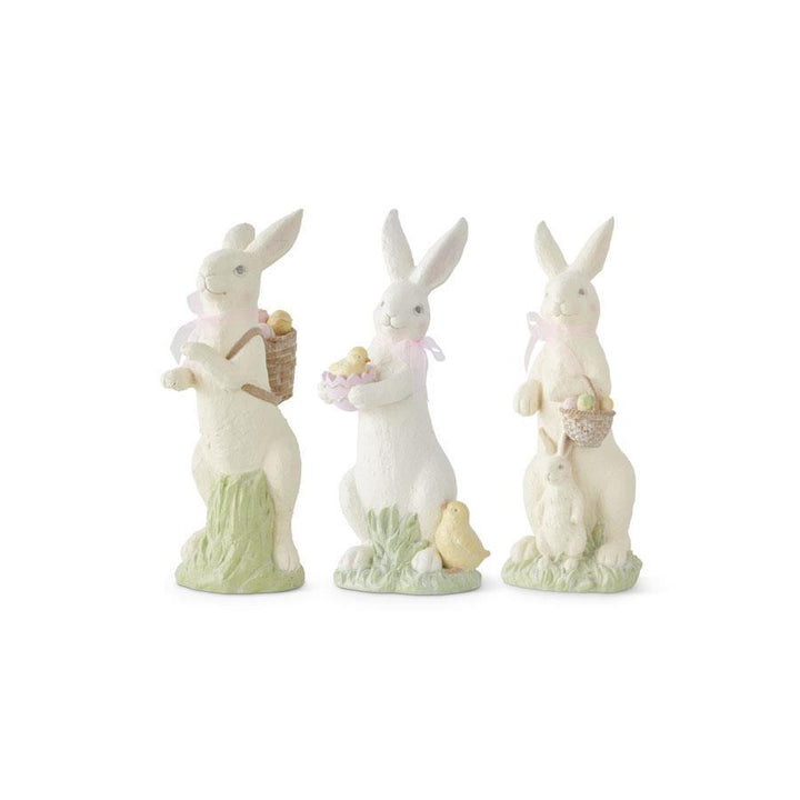20" White Resin Glittered Bunny - Choice of 3 Styles