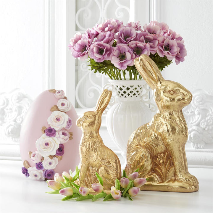 19 Inch Resin Gold Foil Resin Easter Bunny