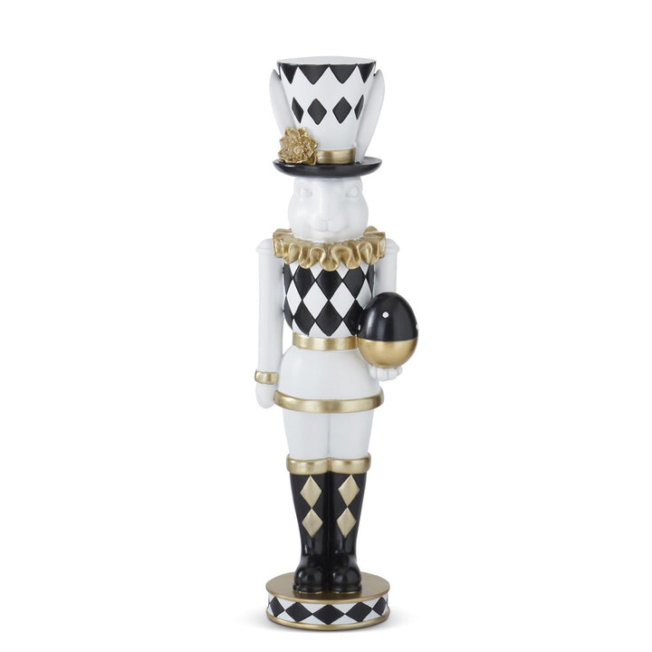 17.75 Inch White Black & Gold Easter Bunny