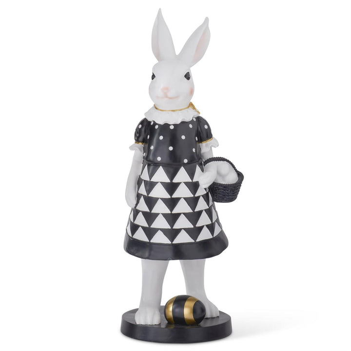 31.75"  Black & Gold Resin Girl Easter Bunny