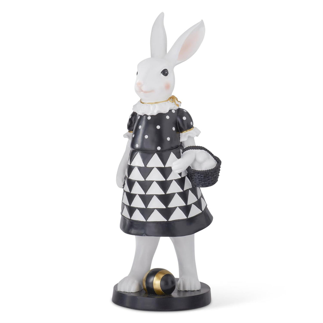31.75"  Black & Gold Resin Girl Easter Bunny