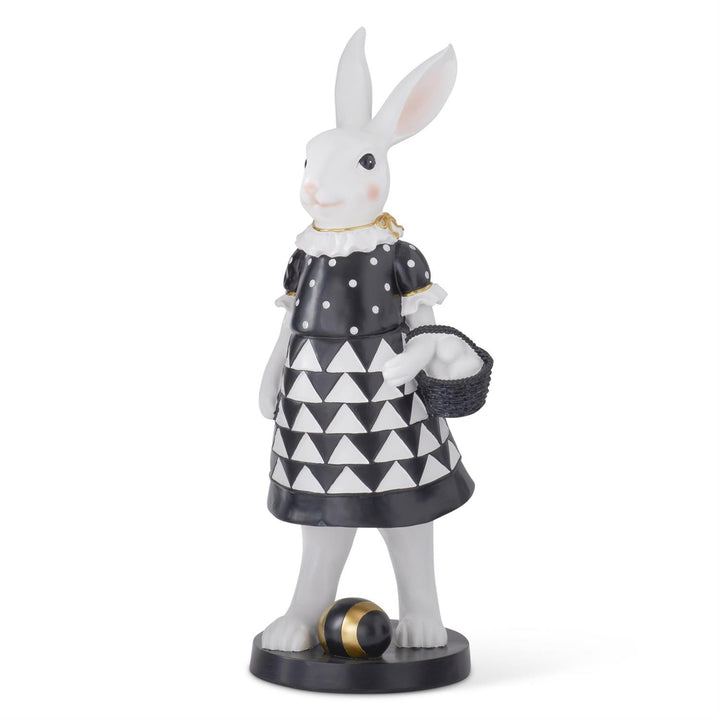 31.75"  Black & Gold Resin Girl Easter Bunny