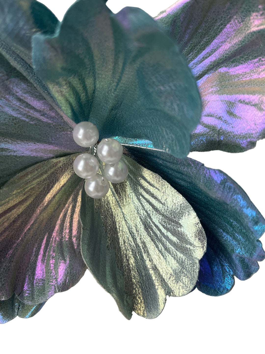 9" Fabric Pearl Magnolia Clip Pic in Blue and Pink