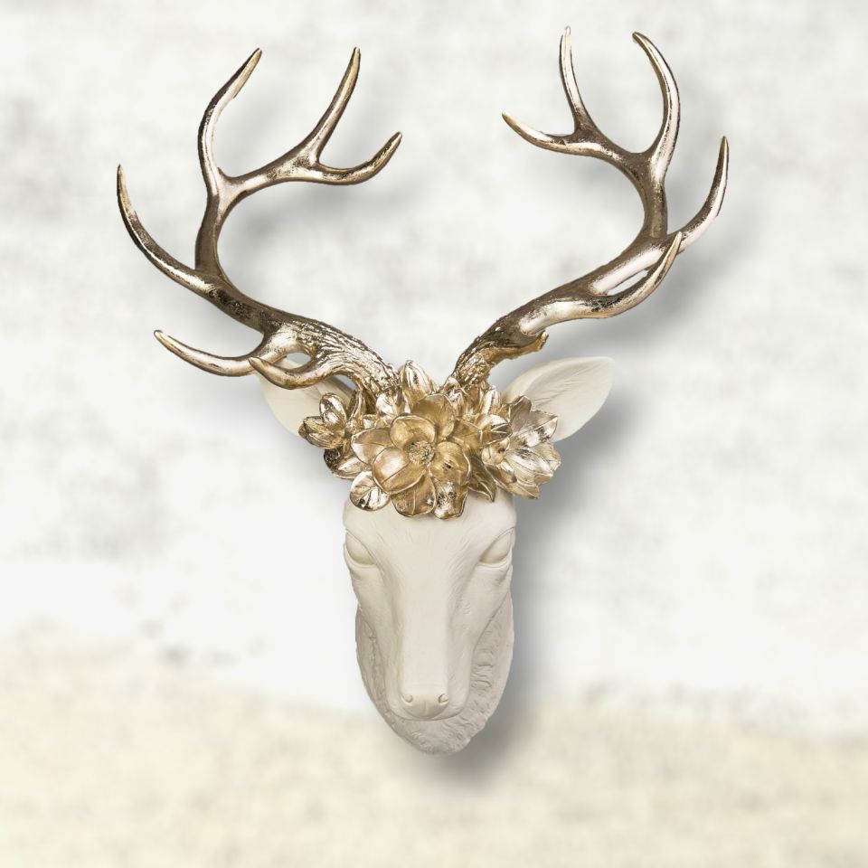 22.5in Winter Floral Reindeer Wall Display