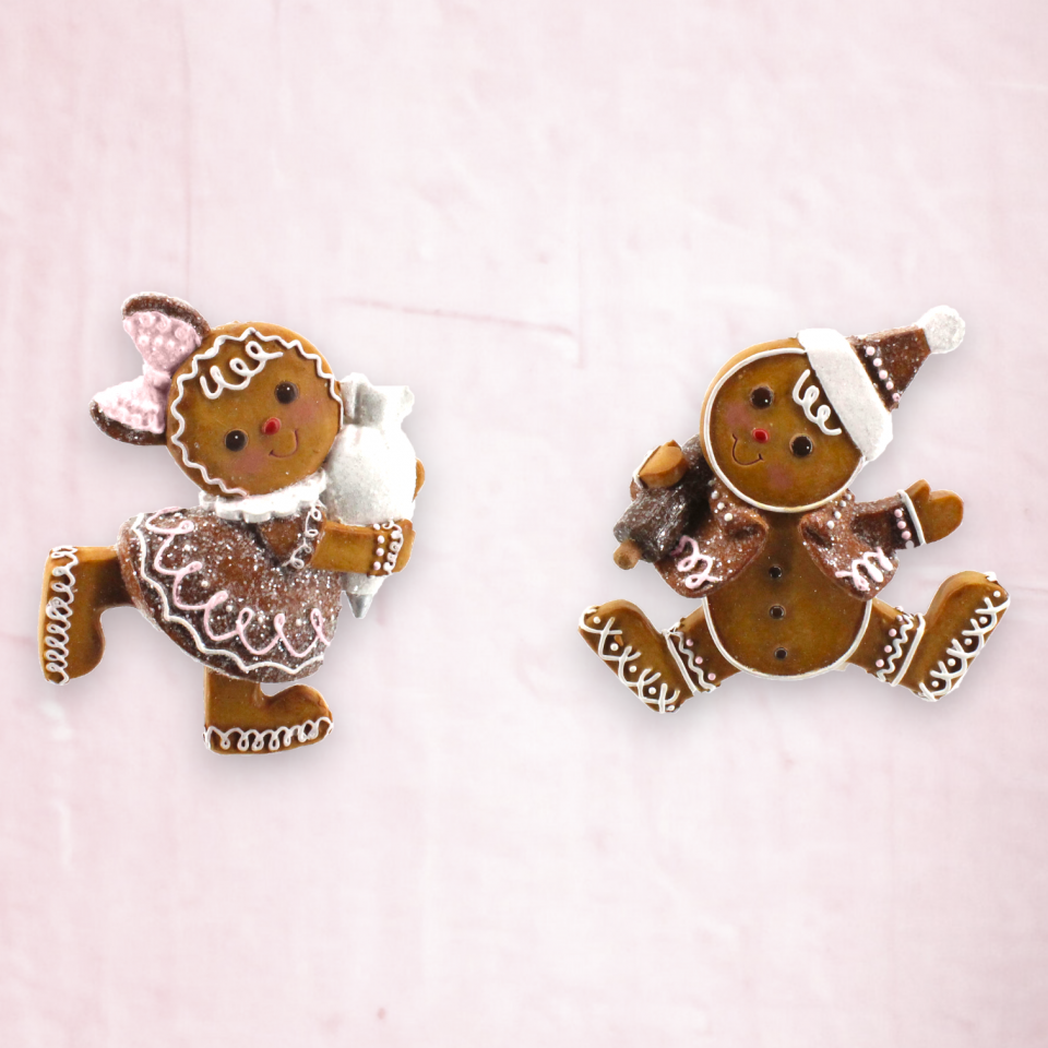 Set of Gingerbread Boy and Girl Ornaments