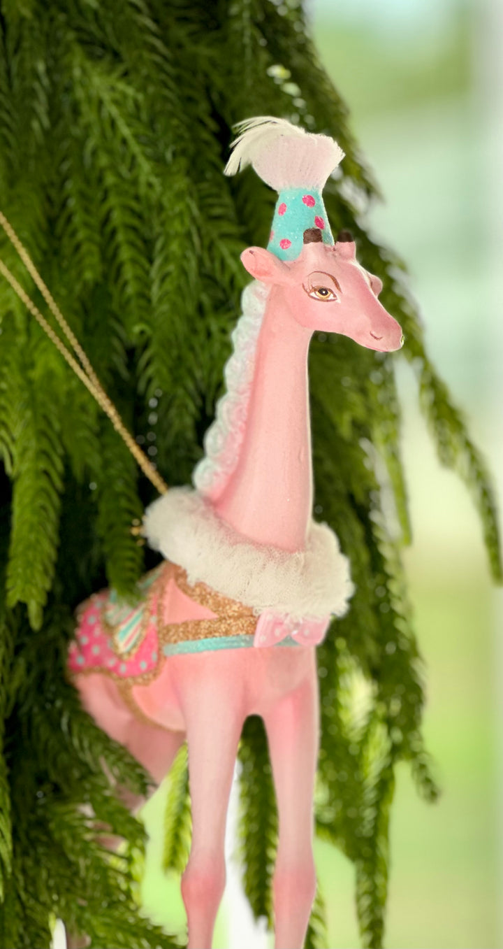 9.75" Cotton Candy Carnival GIraffe Ornament - Choice of 2 Styles