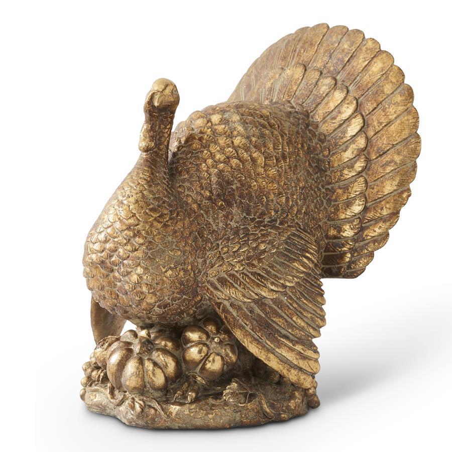 17" Resin Antique Gold Turkey