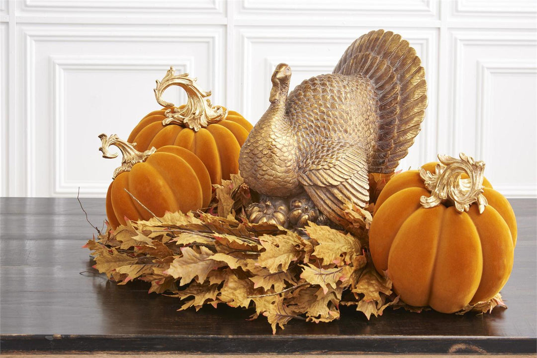 17" Resin Antique Gold Turkey