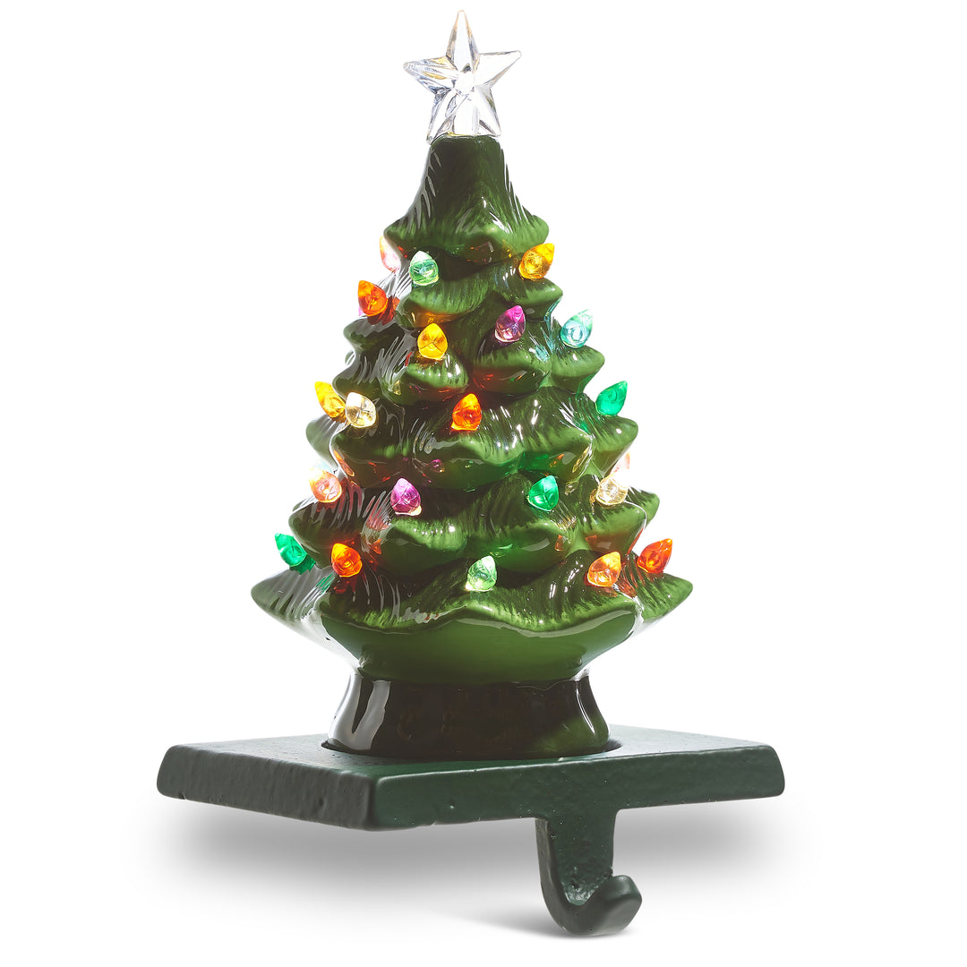 RAZ 8.5" Vintage Green Lighted Tree Stocking Holder