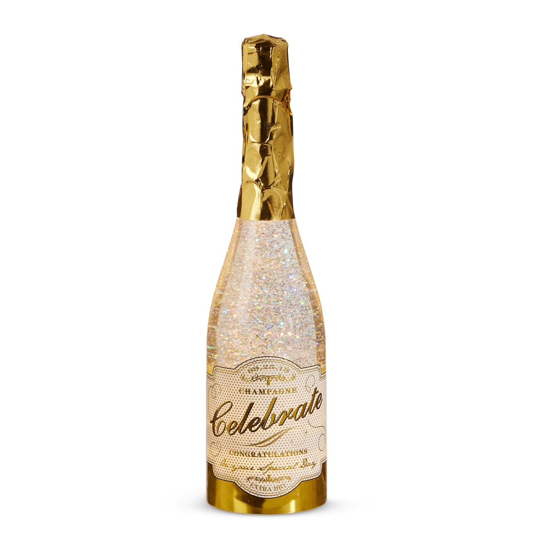 EC 12.5" Lighted Champagne Bottle with Swirling Glitter - Decor Only