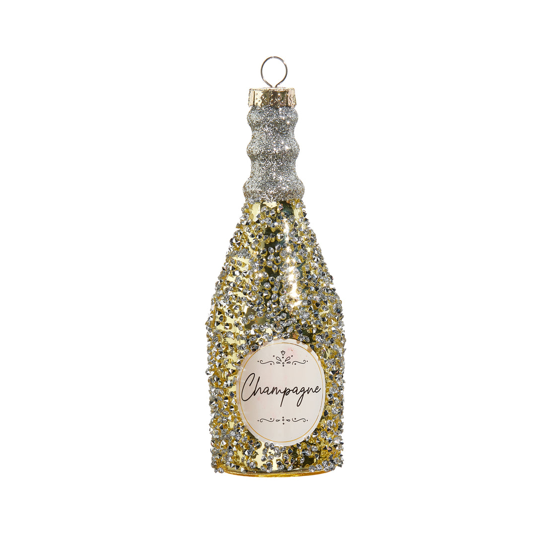 RAZ 5" Glittered Champagne Bottle Ornament