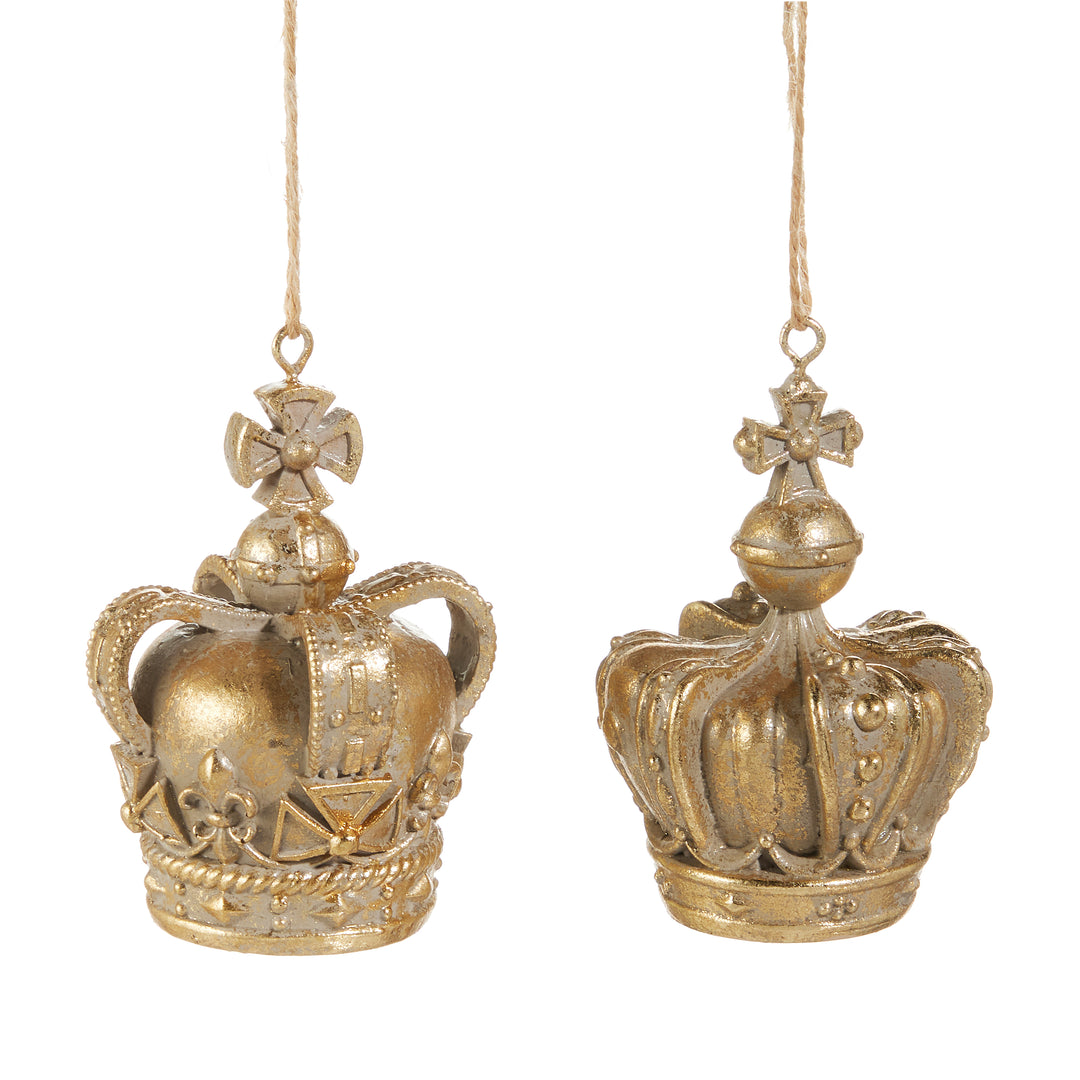 RAZ 3" Gold Crown Ornament - Set of 2