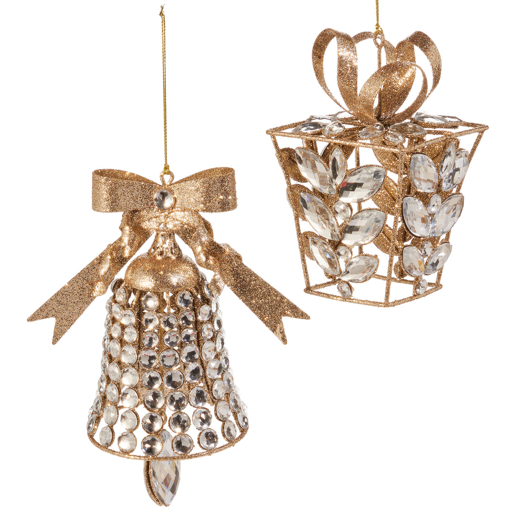 7" Clear Jeweled Ornament - Choice of Gift or Bell