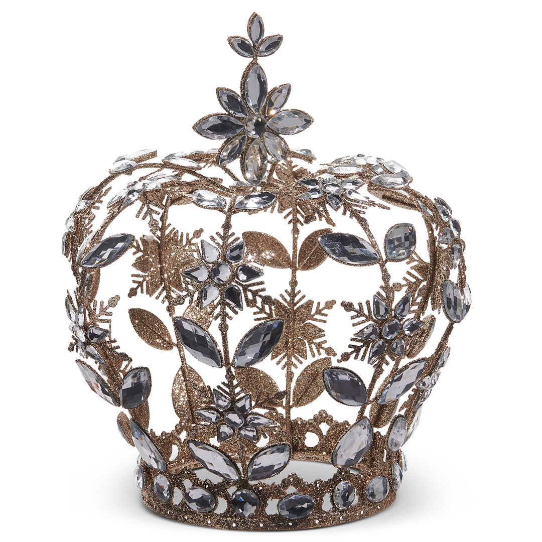 RAZ 9.5" Champagne Glitter Jeweled Crown Ornament