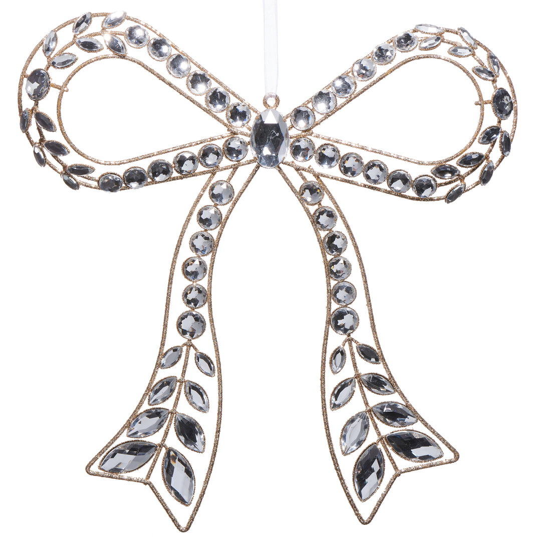 RAZ 10.5" Clear Jeweled Bow Ornament