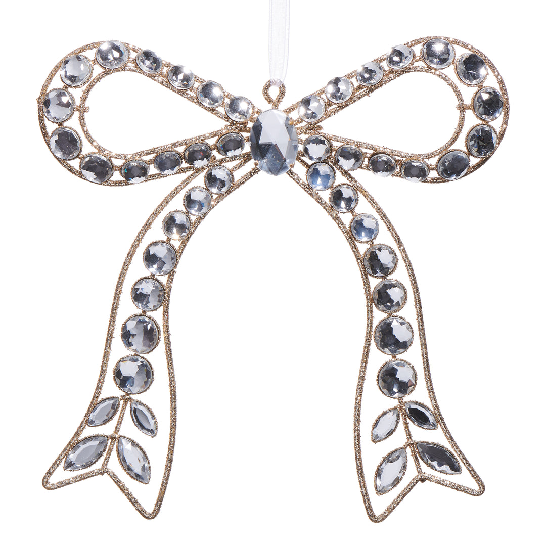 RAZ 7.25" Clear Jeweled Bow Ornament