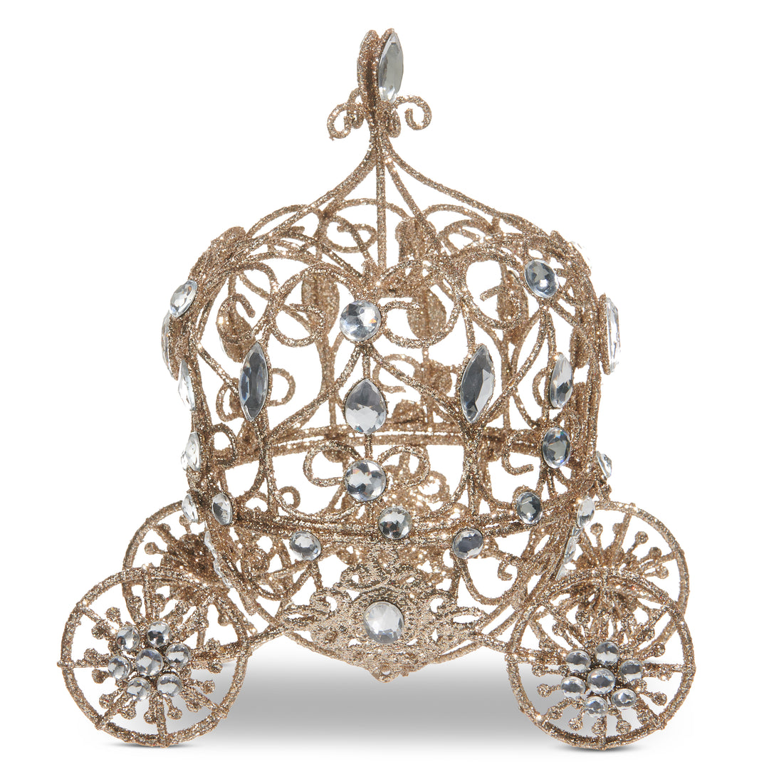 RAZ 7" Champagne Glitter Carriage Ornament