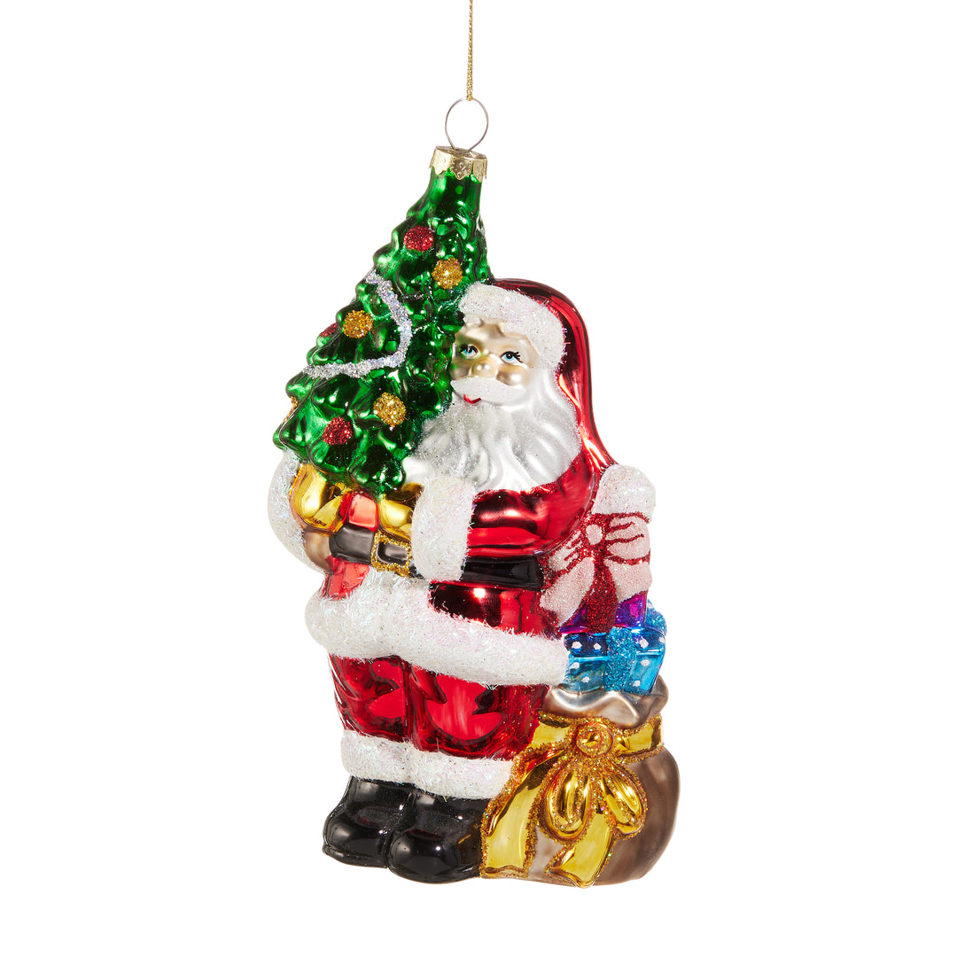 RAZ 6.25" Santa with Tree Ornament