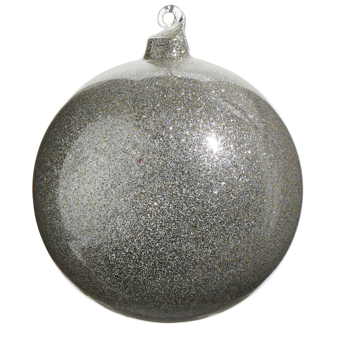 RAZ 5" Platinum Glitter Blown Glass Ball Ornament