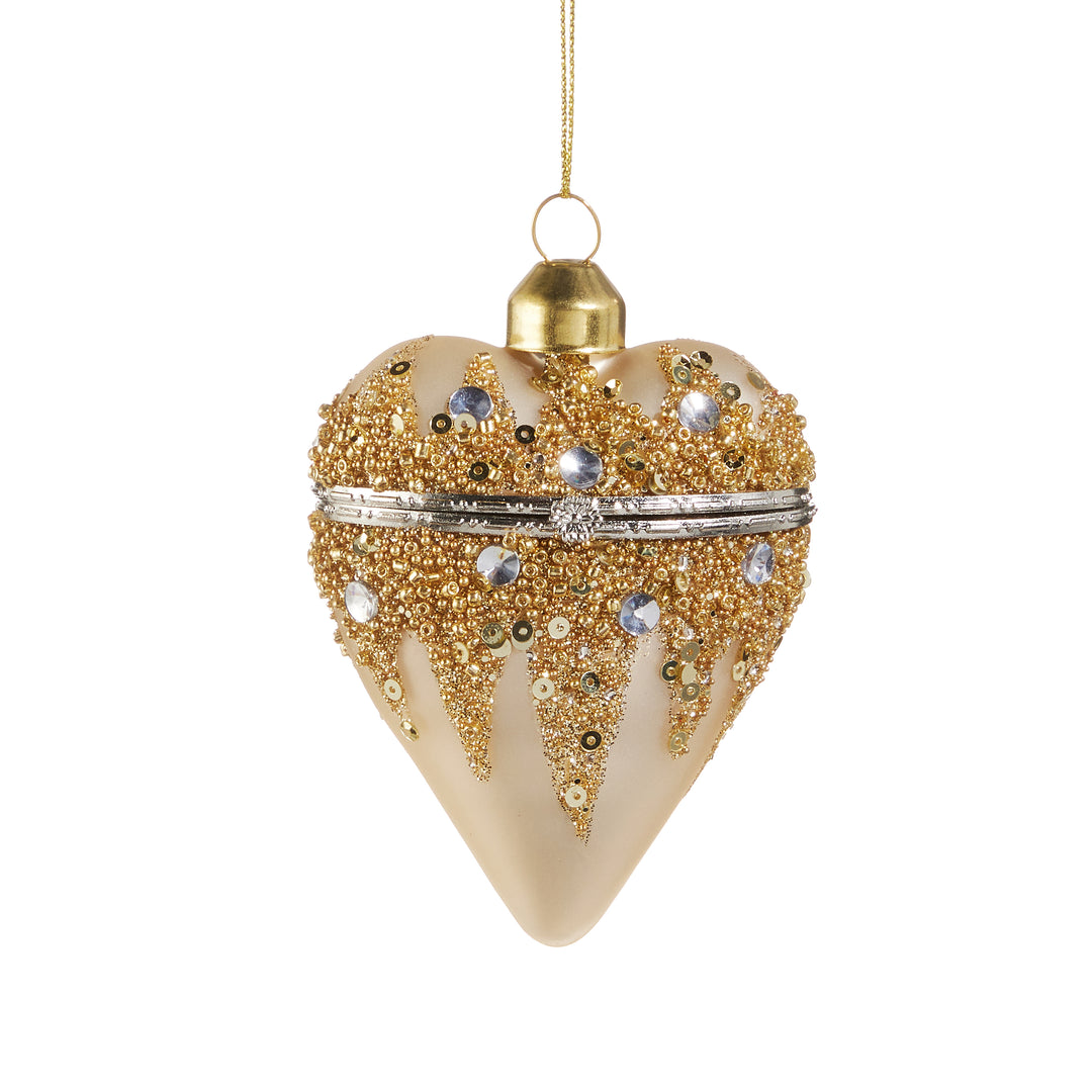 RAZ 3.5" Champagne Gold Heart Box Ornament