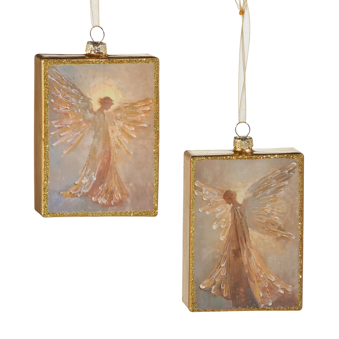 RAZ 5" Celestial Radiance Rectangle Ornament - Set of 2