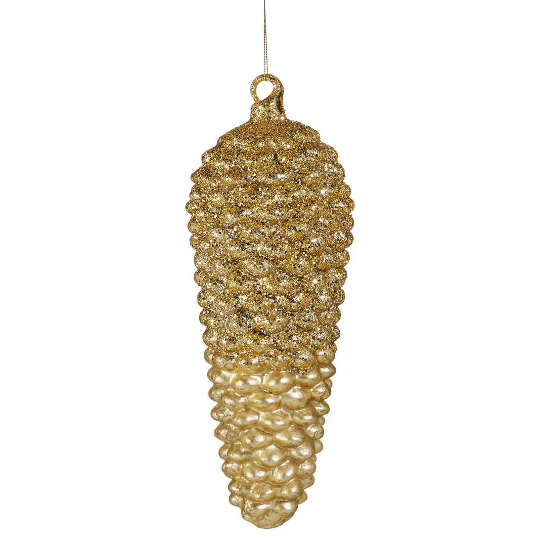 RAZ 12" Gold Glitter Pinecone Ornament