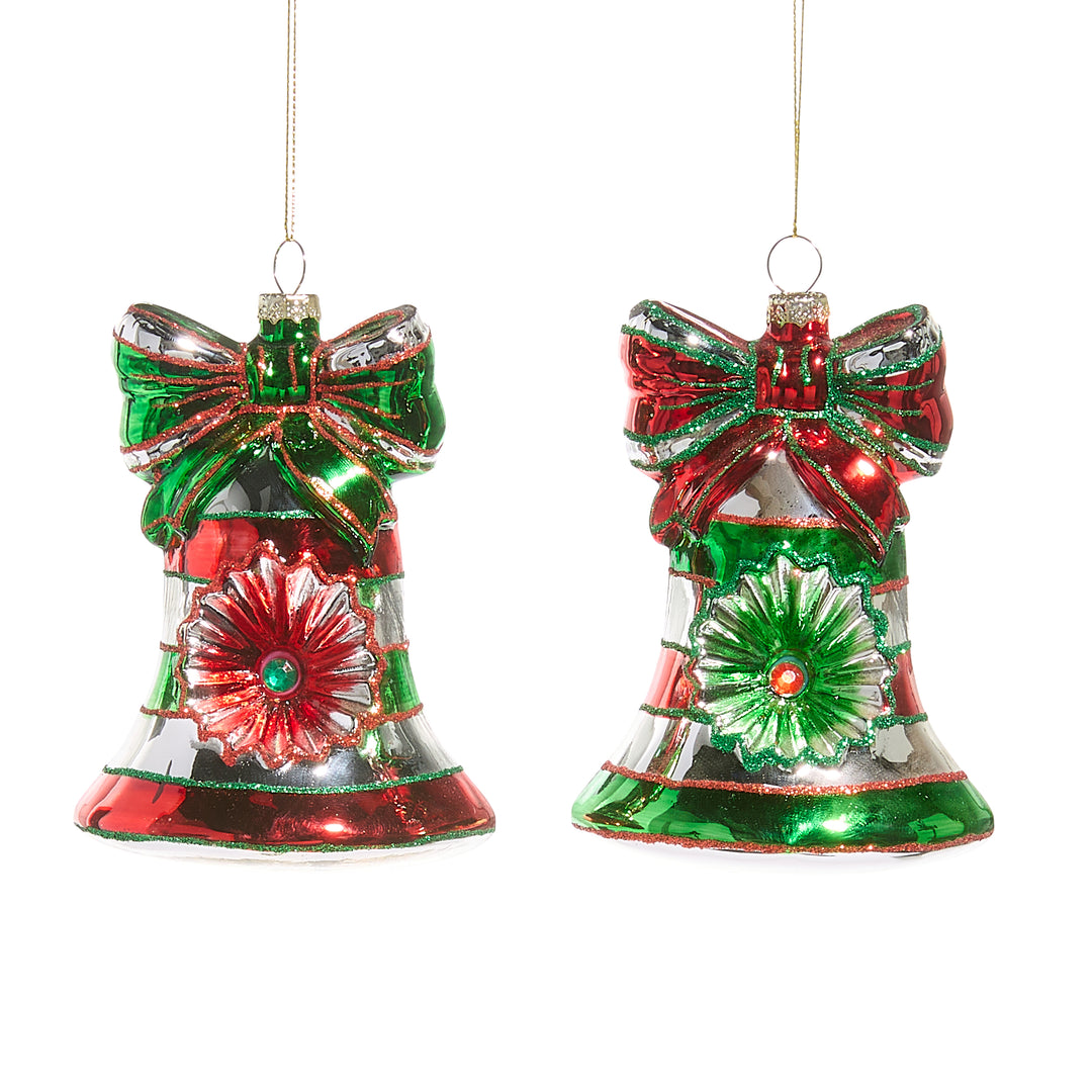 RAZ 4.5" Christmas Witch Eye Bell Ornament - Set of 2