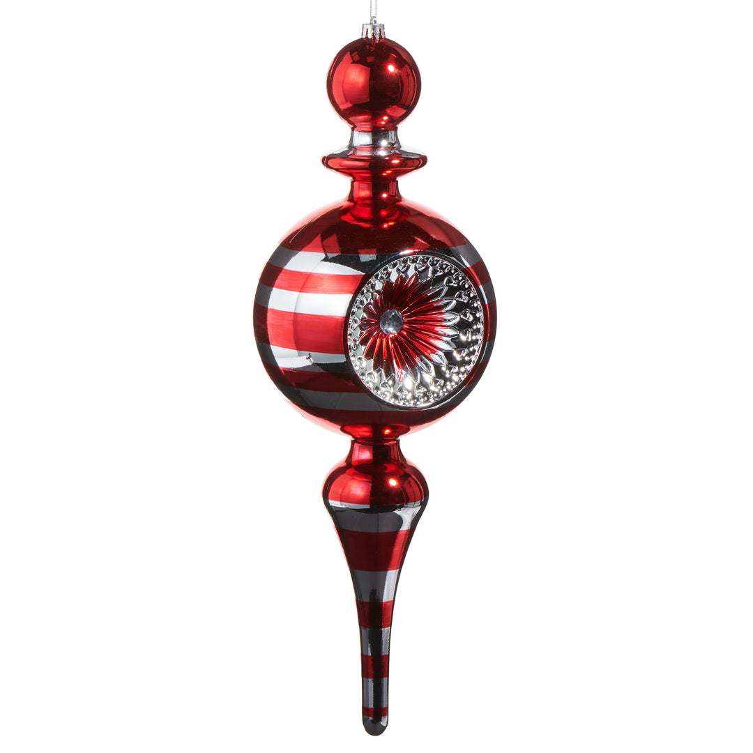RAZ 17.75" Red and Silver Reflector Ornament