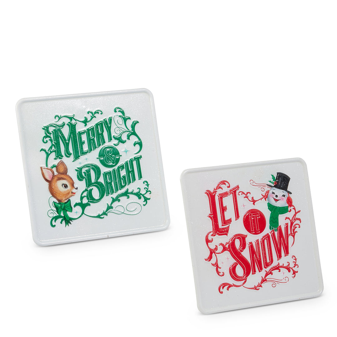 RAZ 8" Sparkle Holiday Sign - Set of 2