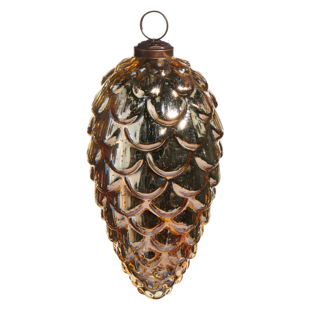 RAZ 6" Bronze Mercury Glass Pinecone Ornament