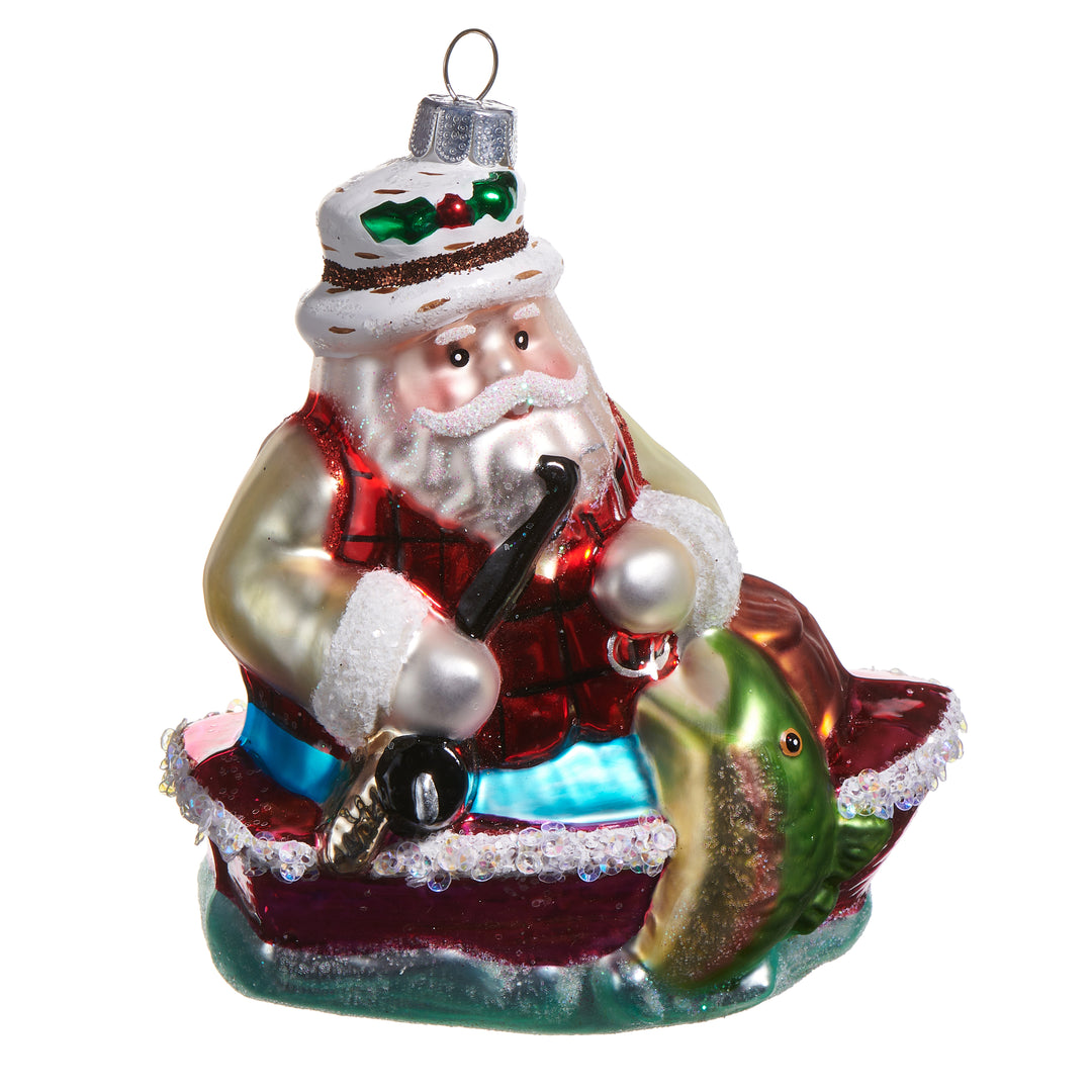 RAZ 4.75" Fishing Santa Ornament
