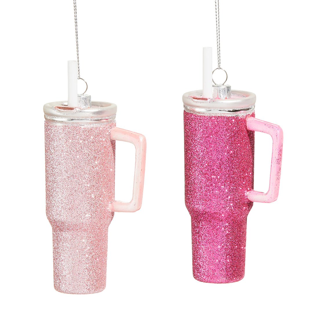 Raz 5" Pink DIsco Tumbler Ornament - Set of 2