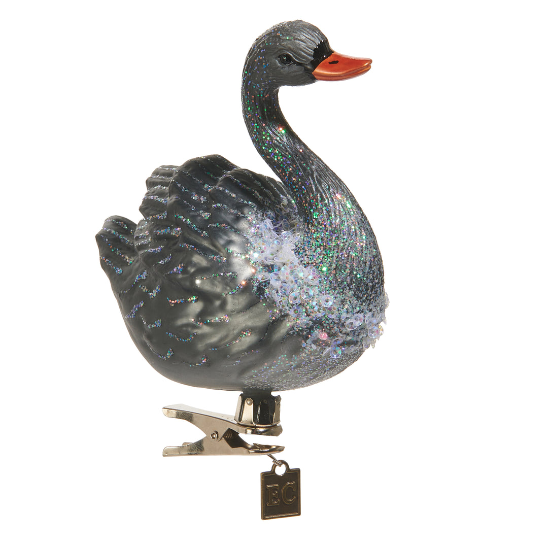 RAZ 4.5" Black Swan Clip-On Ornament by Eric Cortinia