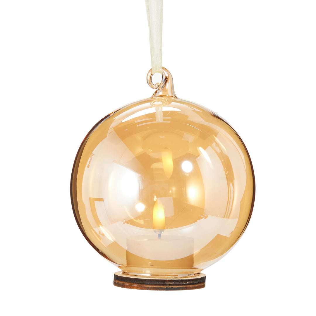RAZ 5.5" Gold Ornament with Ivory Tealight