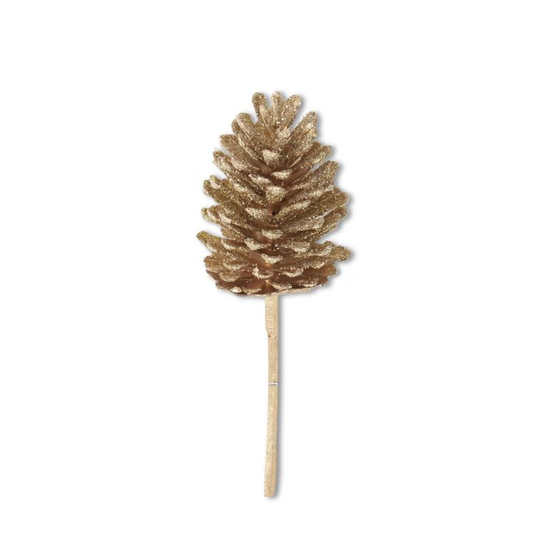 12.5" Gold Glittered Pinecone Pick