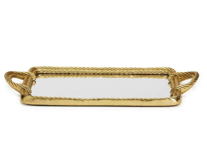 Golden Threads Rope Mirror Tray - Resin