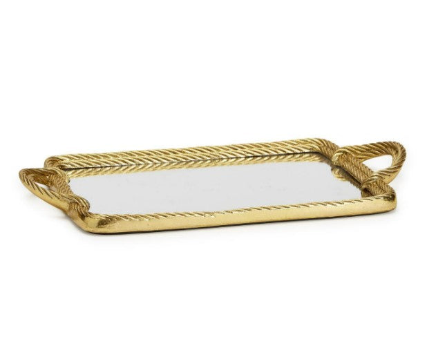 Golden Threads Rope Mirror Tray - Resin