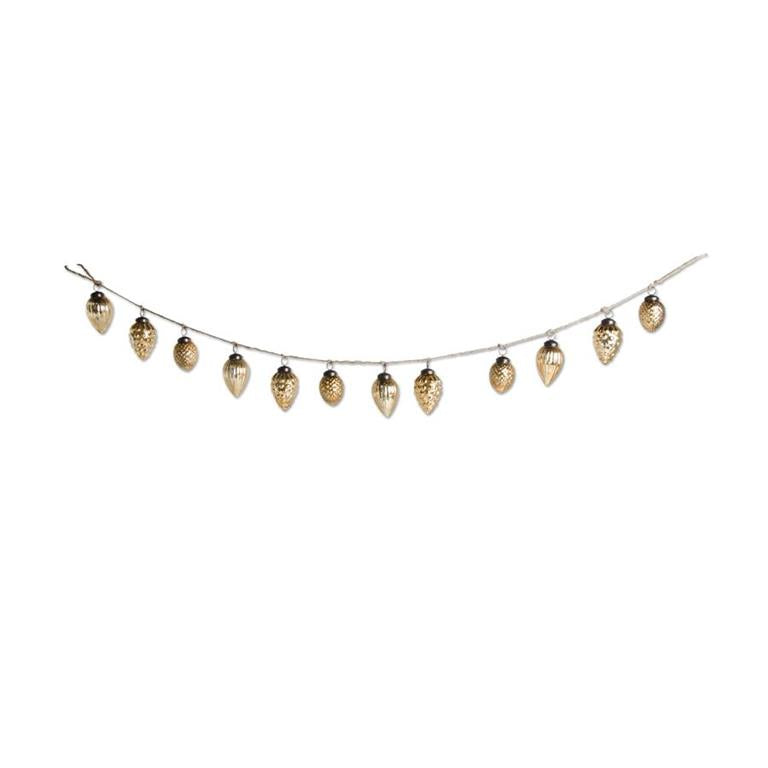 48" Gold Mercury Glass Acorn Ornament and Twine Garland