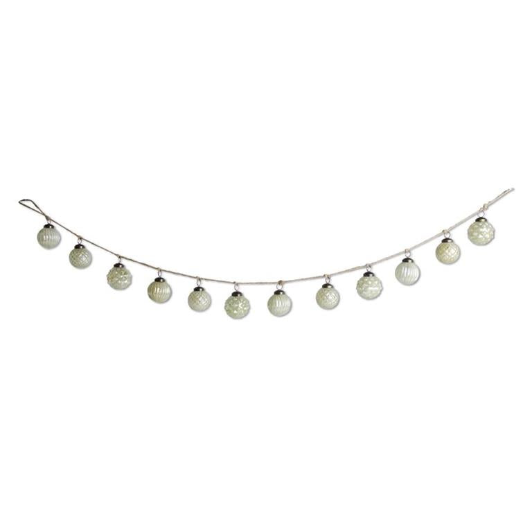 48" Green Mercury Glass Round Ornament and Twine Garland