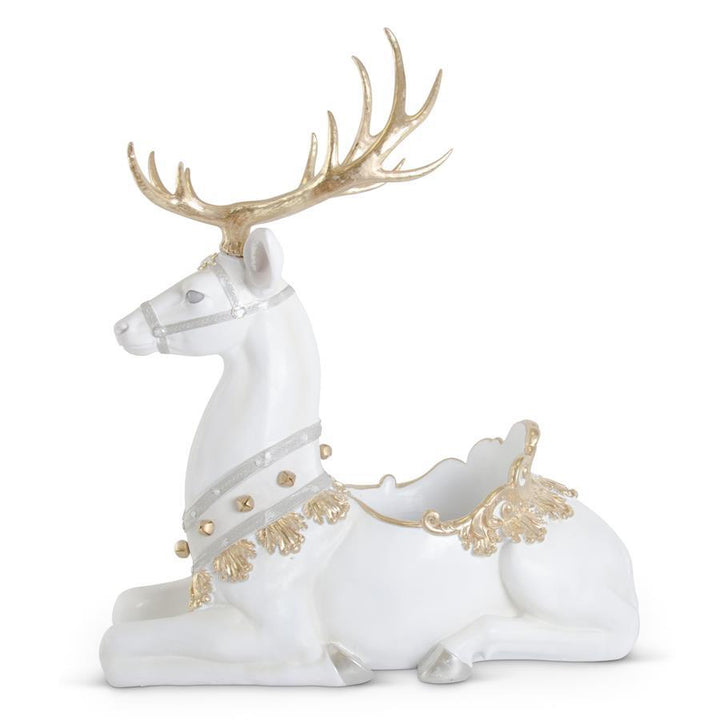 45" White Glittered Resin Ornate Jeweled Deer Decor