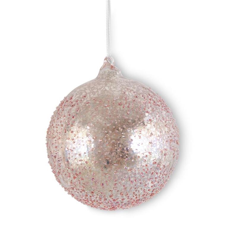 4.75" Light Pink Textured Mercury Glass Round Ornament