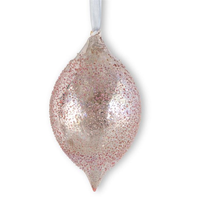 8.5" Light Pink Textured Mercury Glass Teardrop Ornament
