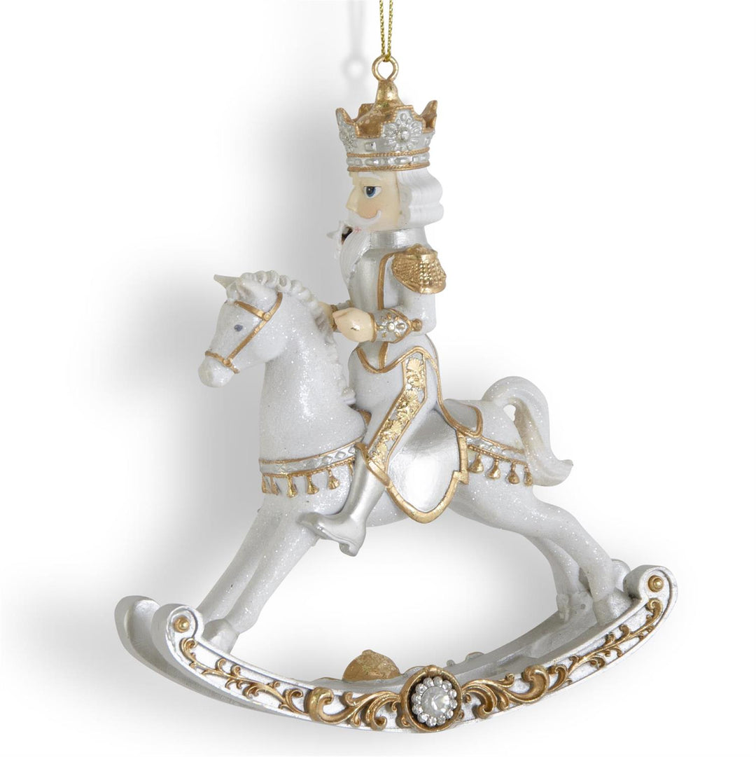 6.25" White, Gold & Silver Resin Nutcracker