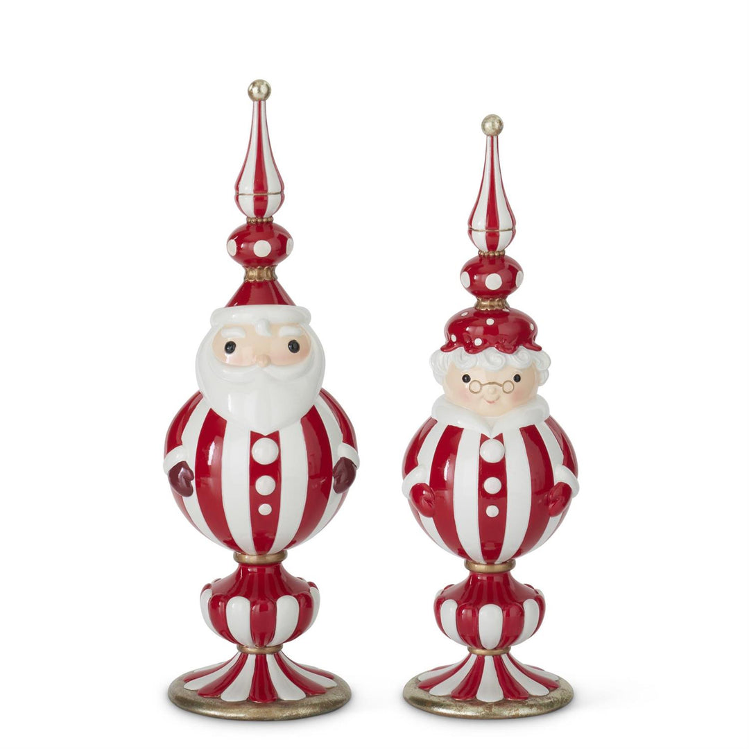 Red & White Modern Santa & Mrs Claus - Set of 2