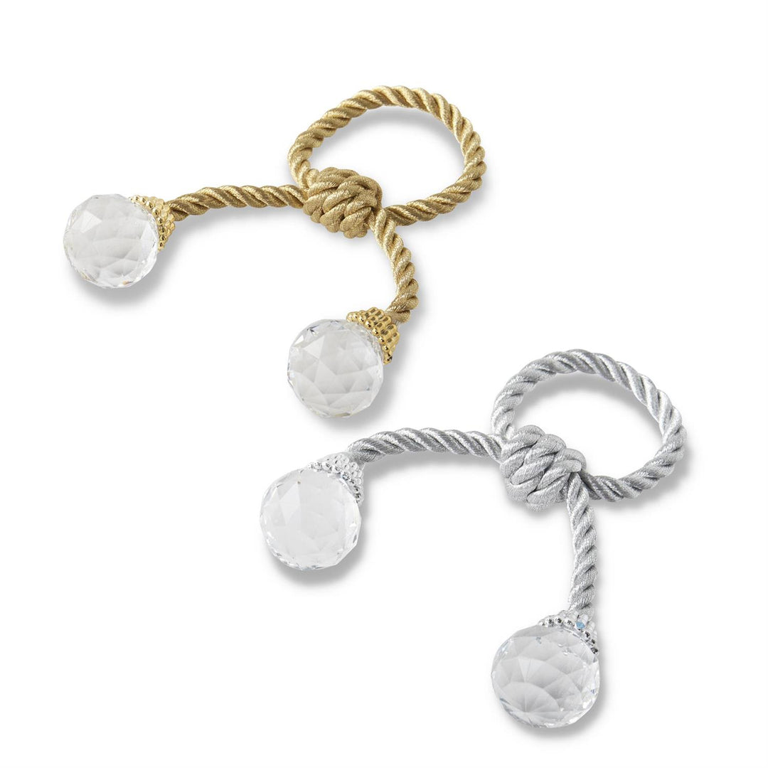 4.5" Cord Napkin Holder with Clear Acrylic - Choice of Gold or Silver