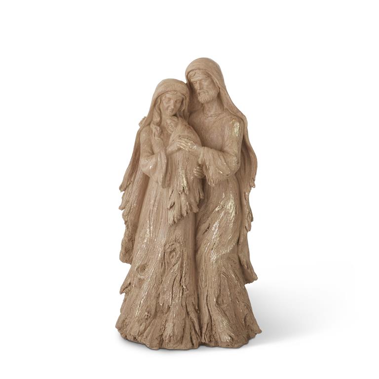 12" Resin Woodgrain & Gold Wash Nativity