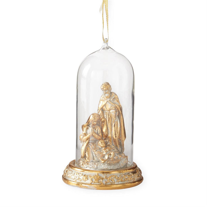 5" LED Gold Nativity Cloche Ornaments - Set of 2