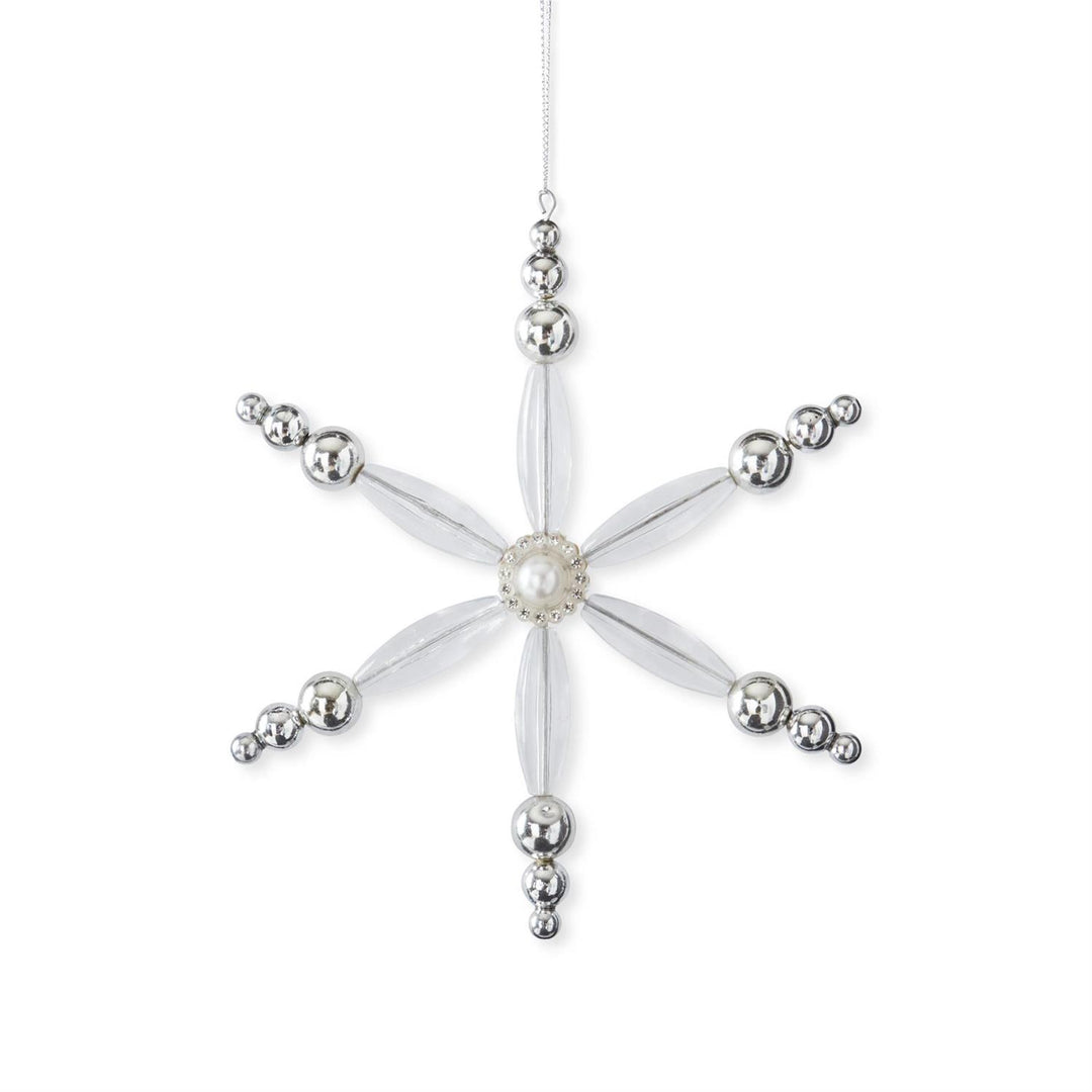 7" Silver & Beads Snowflake Ornament
