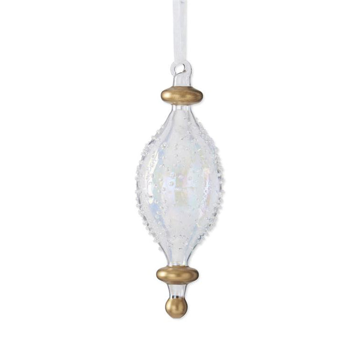 Clear Glass w/Bumps Finial Ornaments - Set of 2